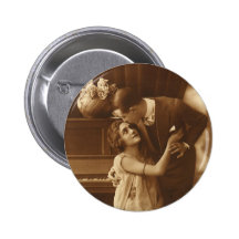Histoires d'amour vintages, musique romantique badge avec épingle