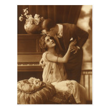 Histoires d'amour vintages, musique romantique carte postale