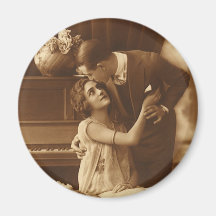 Histoires d'amour vintages, musique romantique magnets pour réfrigérateur