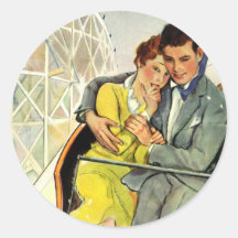 Histoires d'amour vintages, tour de montagnes russ autocollants