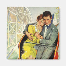 Histoires d'amour vintages, tour de montagnes russ magnets pour réfrigérateur