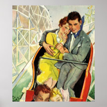 Histoires d'amour vintages, tour de montagnes russ affiche