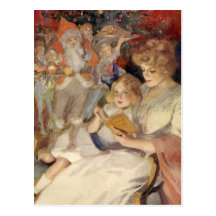 Histoires vintages de Noël de lecture de mère et d Carte Postale