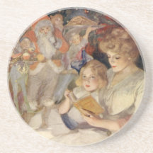 Histoires vintages de Noël de lecture de mère et d Dessous De Verres