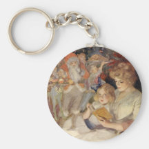 Histoires vintages de Noël de lecture de mère et d Porte-clefs
