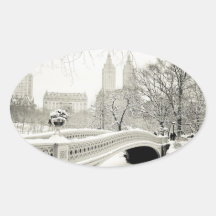 Hiver de Central Park - neige sur le pont d'arc Autocollants