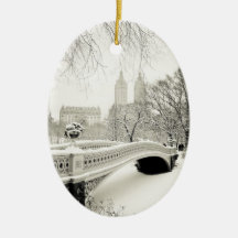 Hiver de Central Park - neige sur le pont d'arc Décorations De Noël