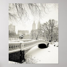 Hiver de Central Park - neige sur le pont d'arc Affiche