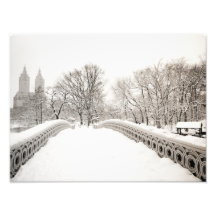 Hiver de Central Park Romance - pont d'arc Photo Sur Toile