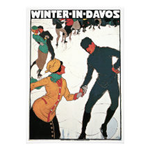 Hiver en affiche vintage de voyage de Davos Faire-parts