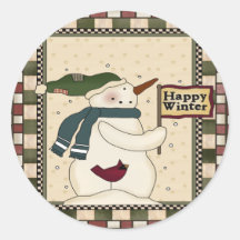 Hiver heureux de Snowmens Autocollant