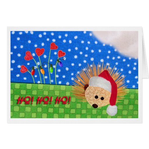 HO ! HO ! HO ! du hérisson de Père Noël ! Carte De Vœux