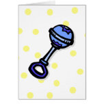 Hochet de bébé bleu carte de vœux