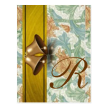 Holiday Bells monogrammed Postcards