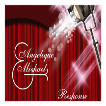 Hollywood épousant le blanc noir rouge de réponse invitations personnalisées