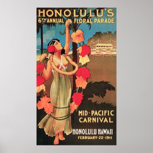 Hololulu, 6ème défilé floral annuel 1911 d'Hawaï Posters