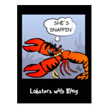 Homards avec la carte postale de Bling