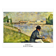 Homme assis par Seurat Georges Carte Postale