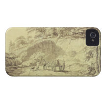Homme avec le cheval et le chariot entrant dans un coque iPhone 4