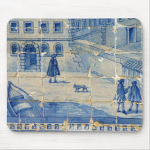 Homme avec un chien tapis de souris