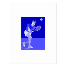 Homme bleu de tennis cartes postales