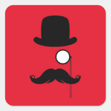Homme de moustache sur l'arrière - plan rouge adhésif