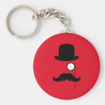 Homme de moustache sur l'arrière - plan rouge porte-clef