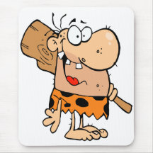 homme des cavernes drôle de bande dessinée avec le tapis de souris