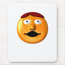 Homme souriant orange de visage tapis de souris