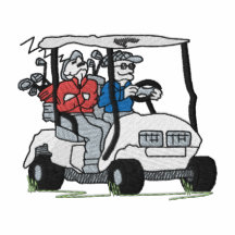 Hommes dans le chariot de golf