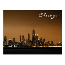 Horizon de Chicago la nuit Cartes Postales