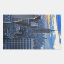 Horizon de la fin de l'après-midi NYC comme approc Stickers En Rectangle