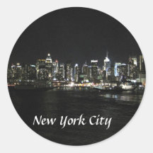 Horizon de nuit de New York Autocollants Ronds