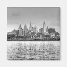 Horizon de Philadelphie en noir et blanc Magnets Pour Réfrigérateur