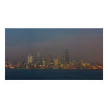 Horizon de Seattle au crépuscule Photo Sur Toile
