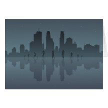 Horizon et silhouettes de nuit carte de vœux