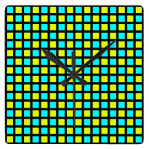 Horloge carrée bleue et verte de Fluo abstrait