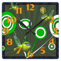 Horloge carrée de libellule horloges