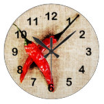 horloge chaude de poivrons de piment rouge