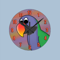 Horloge de perruche de Derbyan de bande dessinée horloges murales