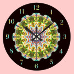 Horloge jaune au néon de kaléidoscope horloges murales