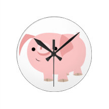 Horloge mignonne de porc de bande dessinée