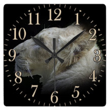Horloge murale blanche rare de Lion-Amant de grand