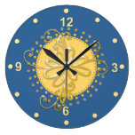 Horloge murale bleue et jaune élégante