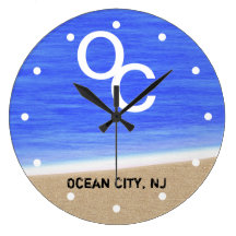 Horloge murale de plage de la ville NJ d'océan d'O