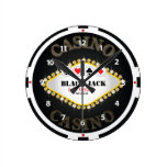 Horloge murale de puce de Black Jack de casino de 