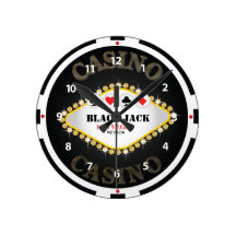 Horloge murale de puce de Black Jack de casino de 