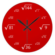 Horloge murale de racine carrée (rouge/blanc)