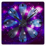 Horloge murale de scintillement de fleur de l'espa
