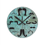 Horloge murale de turquoise de manie de moustache